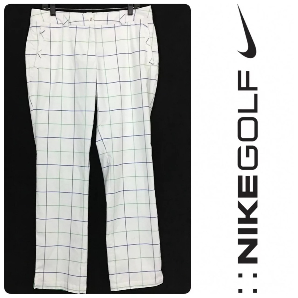 Nike White Windowpane Golf Trousers